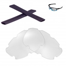 Walleva Clear Non-Polarized Replacement Vented Lenses + Black Rubber for Oakley Split Jacket (OO9099 Series) Sunglasses